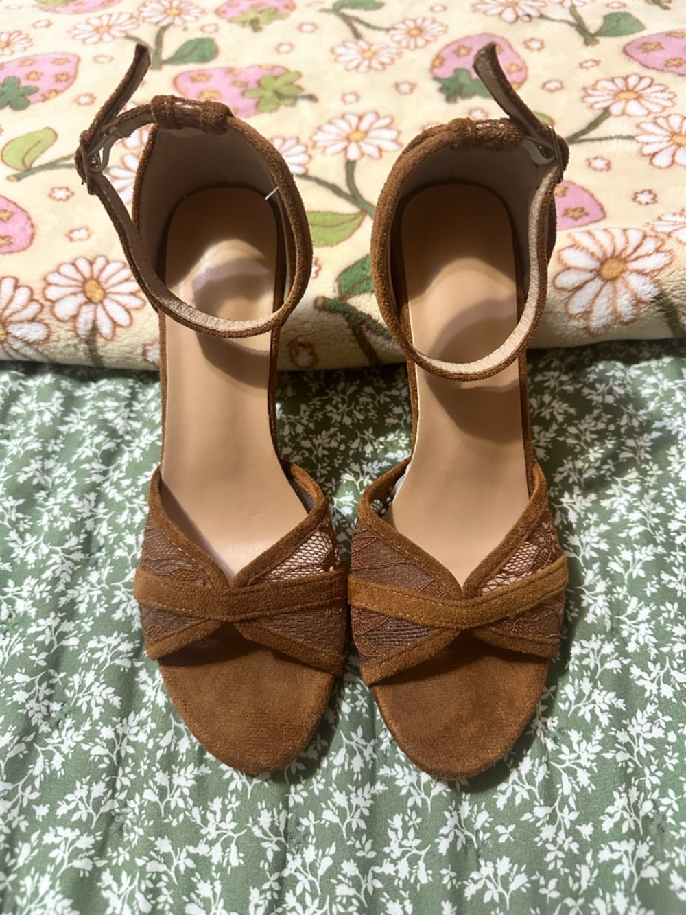 Brown Suede Ankle-Strap Women's Sandals